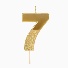 Vela 7 Dourado Glitter